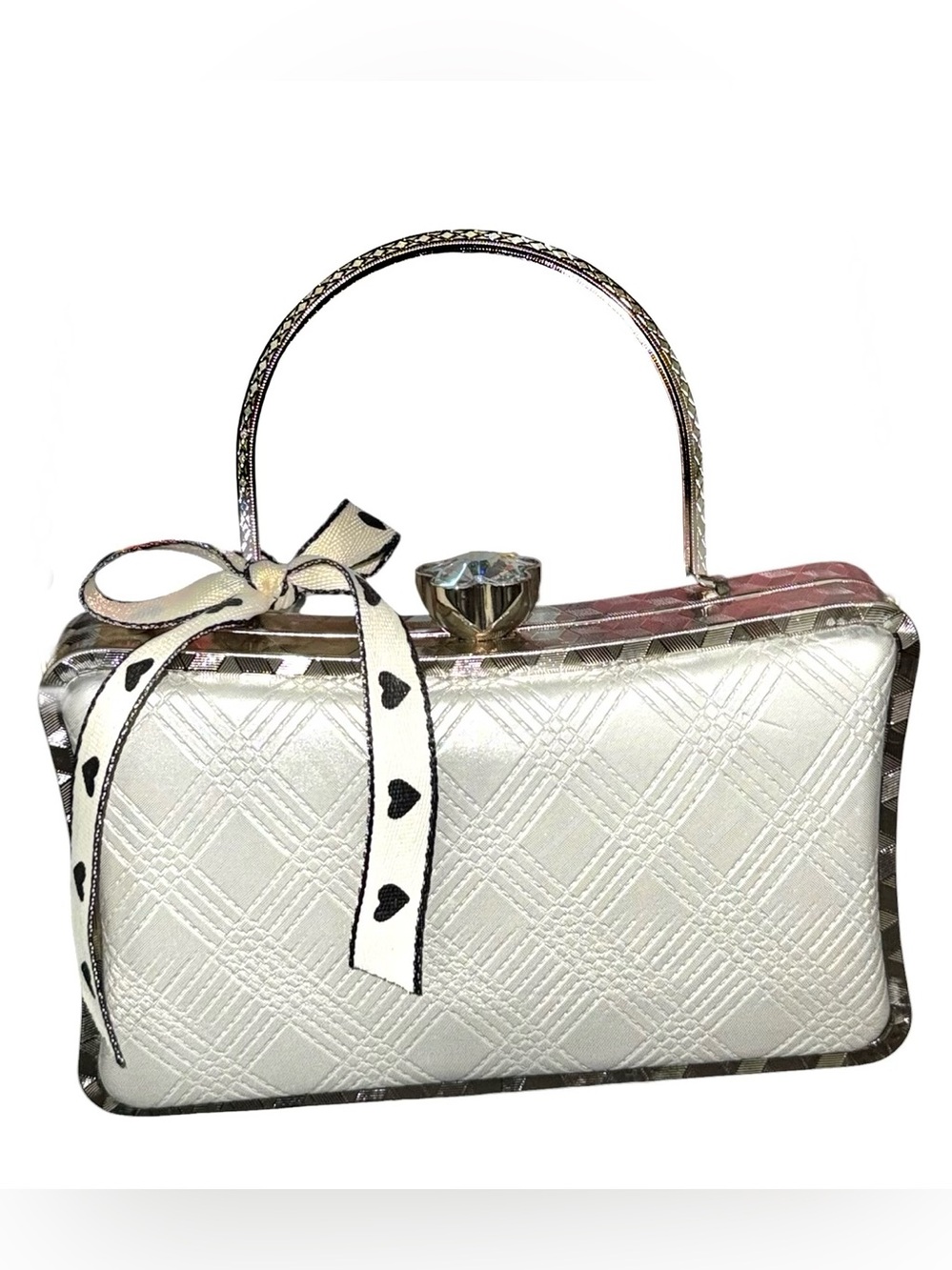 PRINCESSA Hard Sided Textured Satin Clutch Evening Bag - NWT